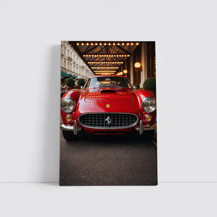 Vintage Ferrari Classic Red Street Front View