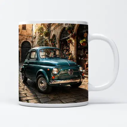 Vintage Fiat 500 Classic Italian Cobblestone Street