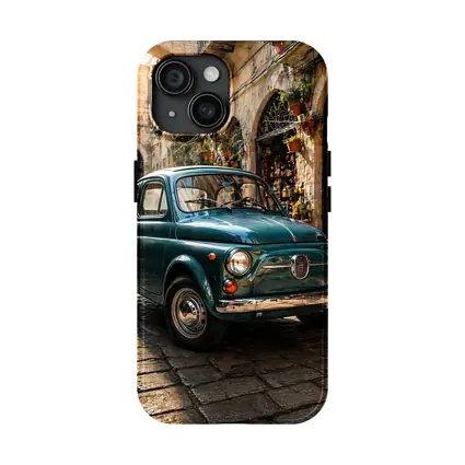 Vintage Fiat 500 Classic Italian Cobblestone Street