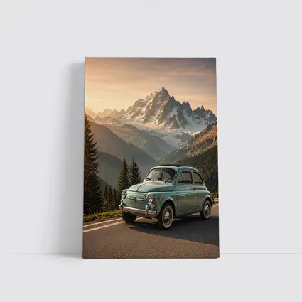 Vintage Fiat 500 Parked in Alpine Mountains