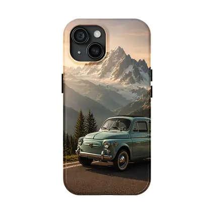 Vintage Fiat 500 Parked in Alpine Mountains