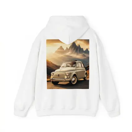 Vintage Fiat 500 on Mountain Road Sunset
