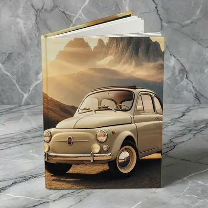Vintage Fiat 500 on Mountain Road Sunset