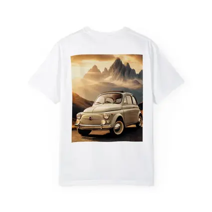 Vintage Fiat 500 on Mountain Road Sunset