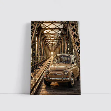 Vintage Fiat 500 On Rusty Bridge