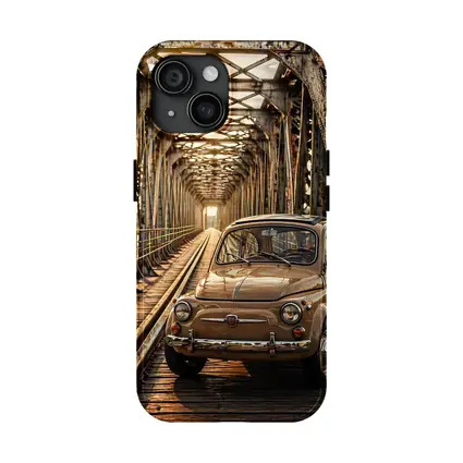 Vintage Fiat 500 On Rusty Bridge