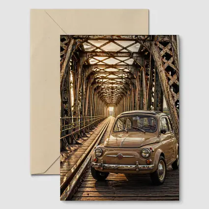 Vintage Fiat 500 On Rusty Bridge