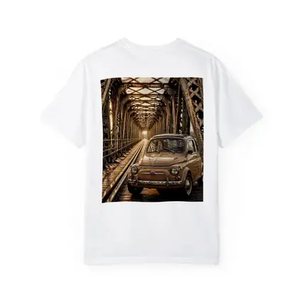 Vintage Fiat 500 On Rusty Bridge