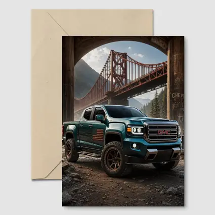 GMC Sierra Truck Under Rustic Bridge