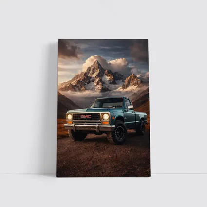 Vintage GMC Truck Classic Mountain Backdrop