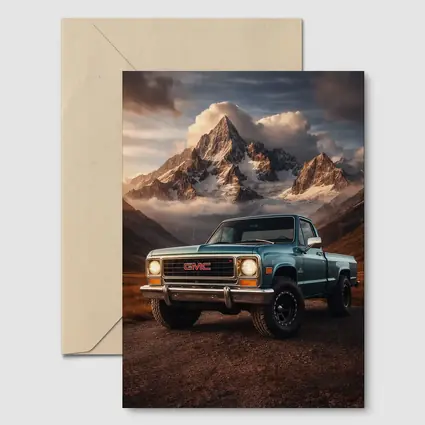 Vintage GMC Truck Classic Mountain Backdrop