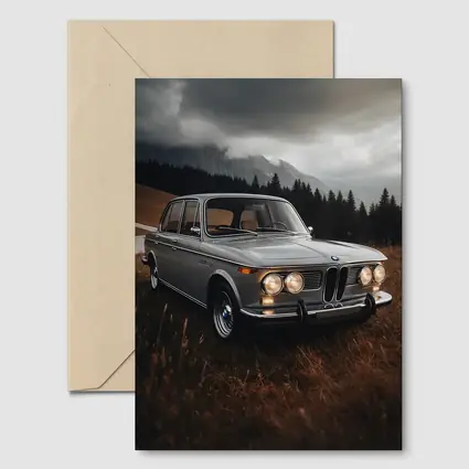 Vintage BMW Classic Sedan Moody Mountain Setting
