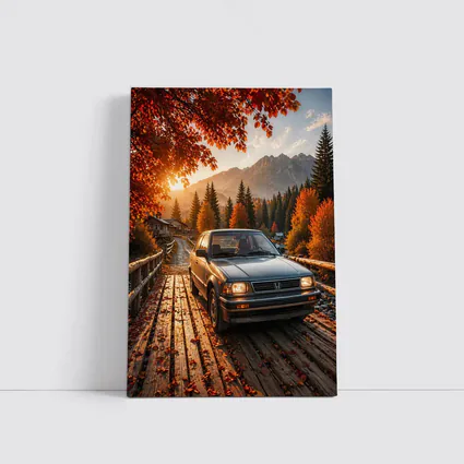 Vintage Honda Accord On Autumn Mountain Bridge