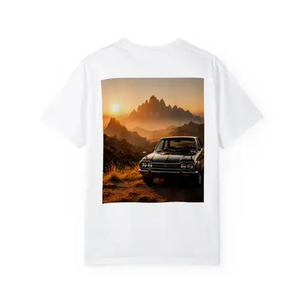 Vintage Honda Car Mountain Sunset Scene