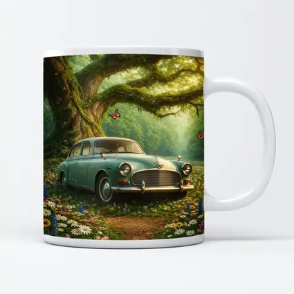 Vintage Classic Car Forest Wildflowers Fantasy
