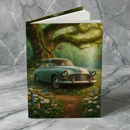 Vintage Classic Car Forest Wildflowers Fantasy