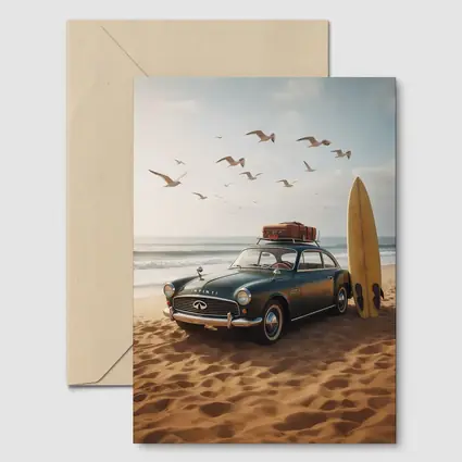 Vintage Infiniti Classic Car On Beach