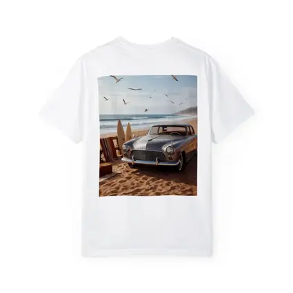 Vintage Infiniti Classic Car Beach Scene