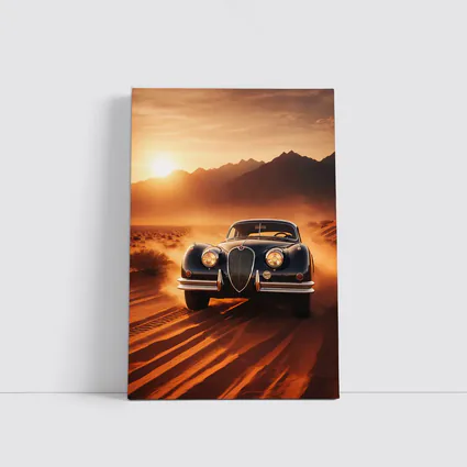 Vintage Jaguar XK Desert Sunset Drive