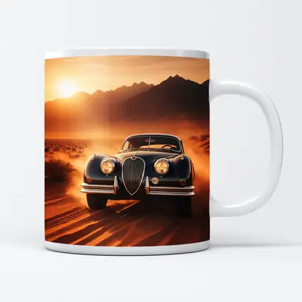 Vintage Jaguar XK Desert Sunset Drive