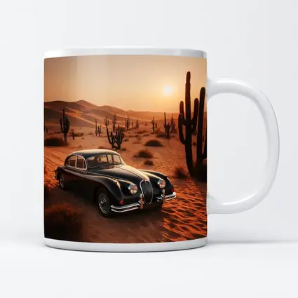 Vintage Jaguar XK Classic Car Desert Sunset