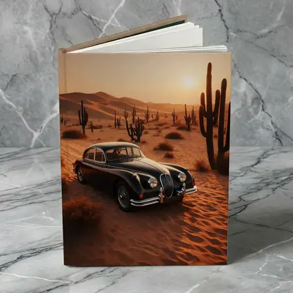 Vintage Jaguar XK Classic Car Desert Sunset