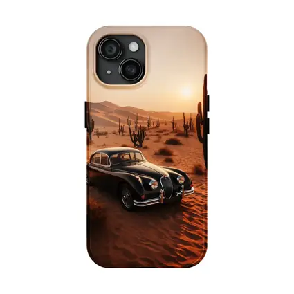 Vintage Jaguar XK Classic Car Desert Sunset
