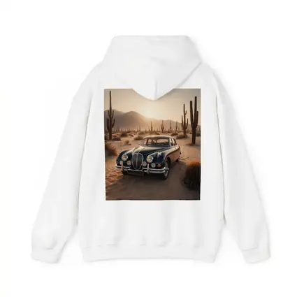 Vintage Jaguar Mark II Desert Sunset Scene