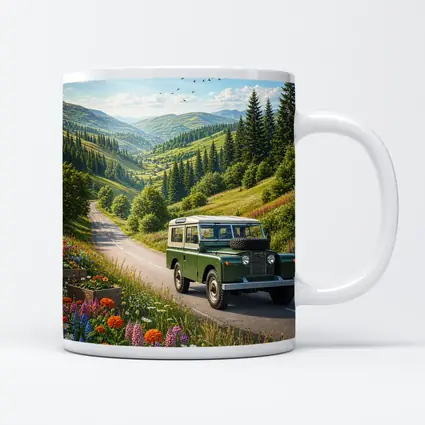 Vintage Land Rover Defender Mountain Road Art