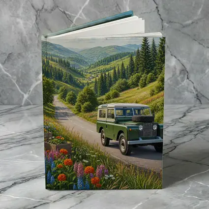Vintage Land Rover Defender Mountain Road Art