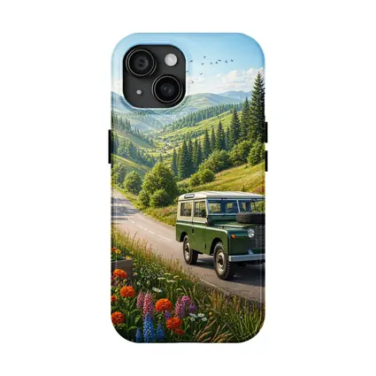 Vintage Land Rover Defender Mountain Road Art