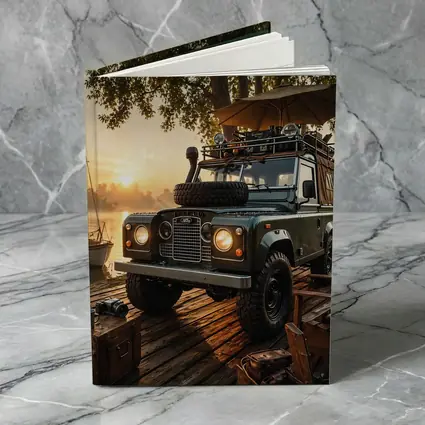 Land Rover Defender Parked At Sunset Dock