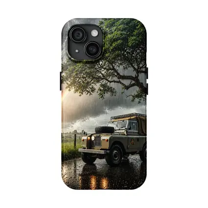Land Rover Defender Storm Lightning Rainbow Scene
