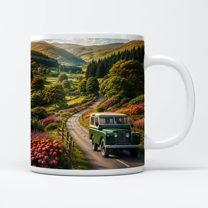 Vintage Land Rover Defender Green Scottish Highlands