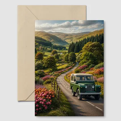 Vintage Land Rover Defender Green Scottish Highlands