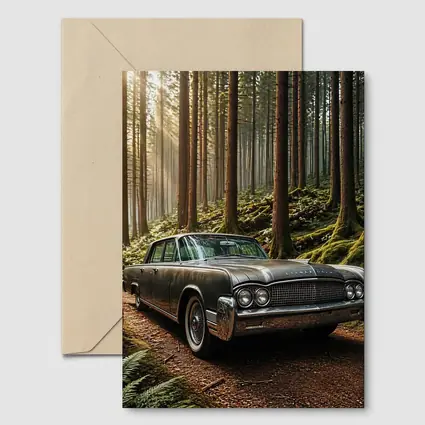 Vintage Lincoln Continental Parked in Forest