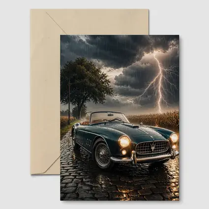 Maserati Classic Convertible Storm Lightning Road