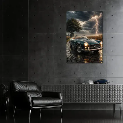 Maserati Classic Convertible Storm Lightning Road