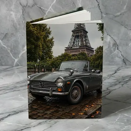 Vintage Mazda Roadster Parked Near Eiffel Tower