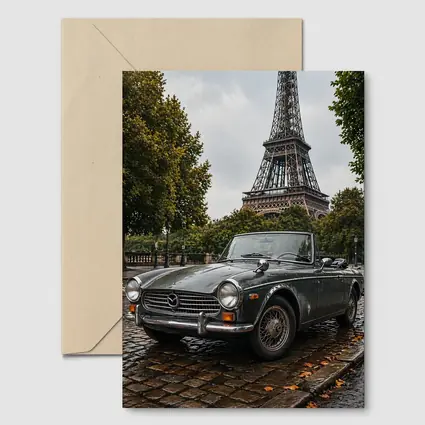 Vintage Mazda Roadster Parked Near Eiffel Tower