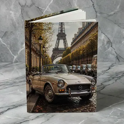 Vintage Mazda Convertible Paris Eiffel Tower