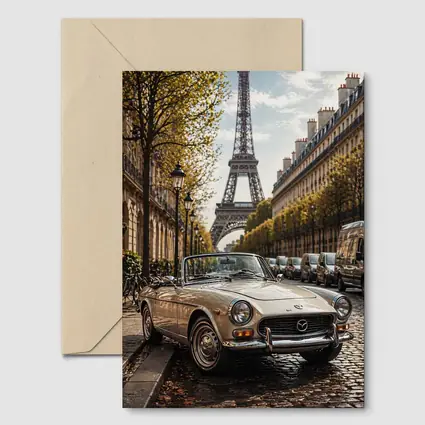 Vintage Mazda Convertible Paris Eiffel Tower