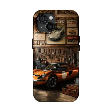 Ferrari Dino Orange Sports Car Vintage Garage