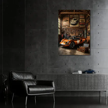 Ferrari Dino Orange Sports Car Vintage Garage