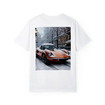 Orange Ferrari Dino Snow Covered Street