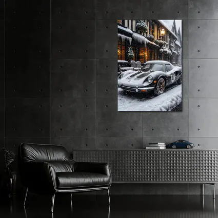 Ferrari Dino Snow Covered Winter Street Scene