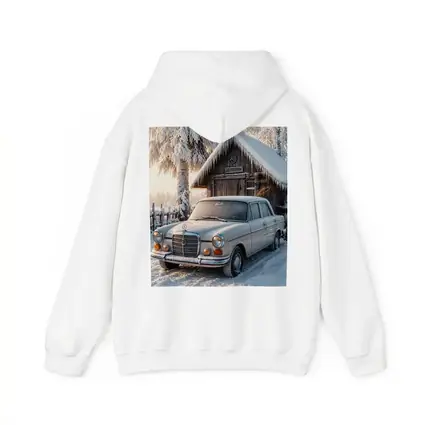 Vintage Mercedes Sedan Parked in Snowy Winter