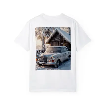 Vintage Mercedes Sedan Parked in Snowy Winter