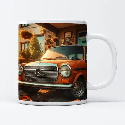 Vintage Mercedes Benz Classic Car Sunflower Garden