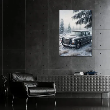 Vintage Mercedes Benz Estate Car Winter Forest
